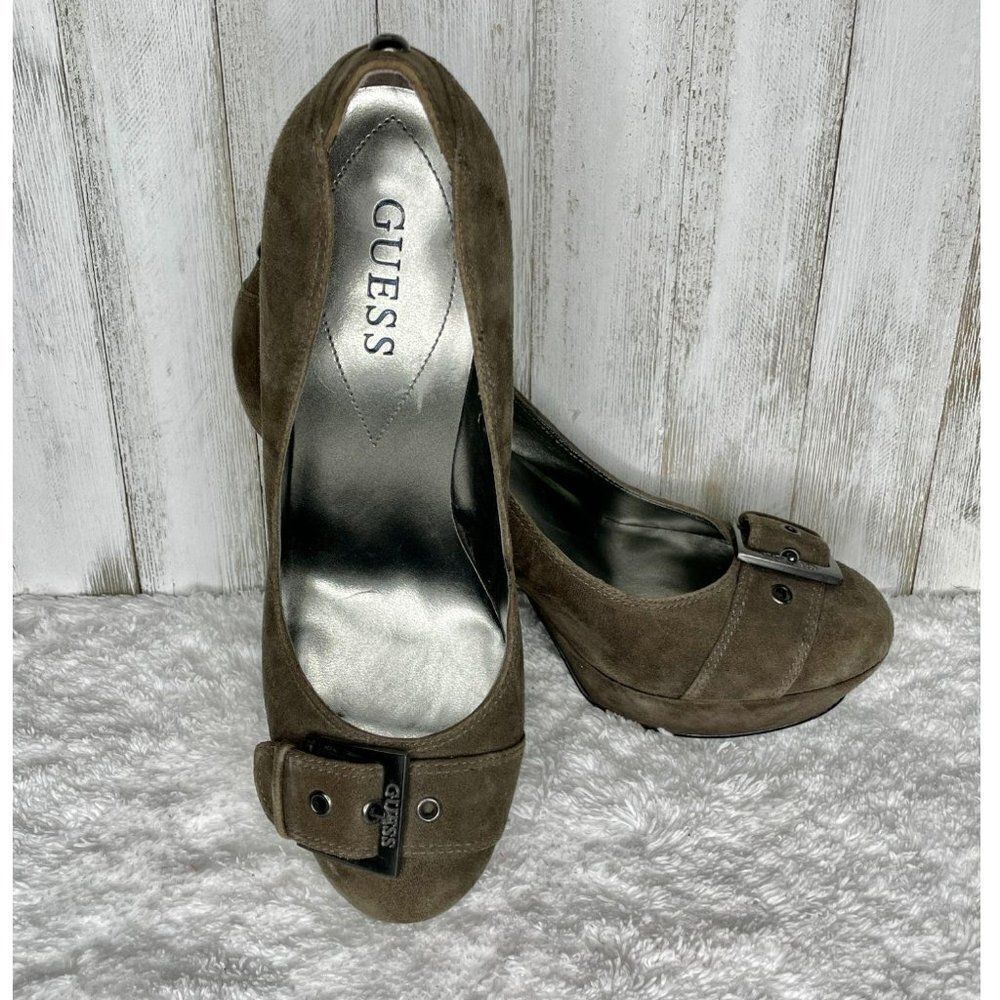 Guess Suede High Heels Pumps Buckle 7.5M